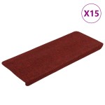 vidaXL Covorașe scări autoadezive, 15 buc., roșu, 65x24,5x3,5 cm