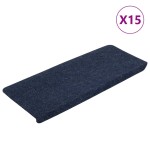 vidaXL Covorașe scări autoadezive, 15 buc., albastru, 65x24,5x3,5 cm