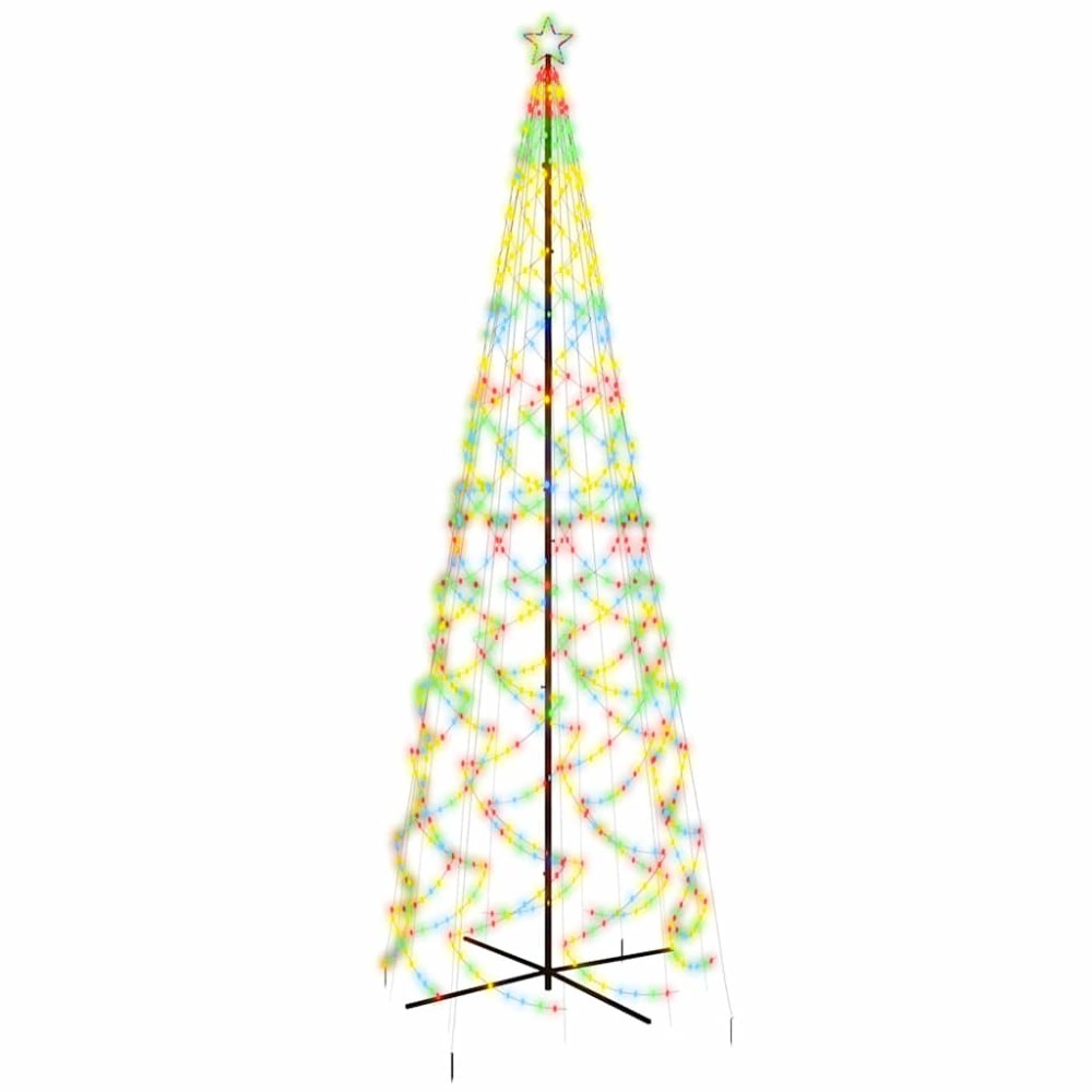vidaXL Brad de Crăciun conic, 1400 LED-uri, multicolor, 160x500 cm
