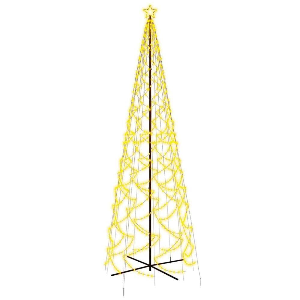 vidaXL Brad de Crăciun conic, 1400 LED-uri, alb cald, 160x500 cm