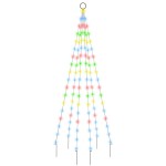 vidaXL Brad de Crăciun pe catarg, 108 LED-uri, multicolor, 180 cm