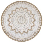 vidaXL Covor din iută împletită cu imprimeu, 180 cm, rotund vidaXL Covor din iută împletită cu imprimeu, 180 cm, rotund