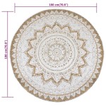 vidaXL Covor din iută împletită cu imprimeu, 180 cm, rotund vidaXL Covor din iută împletită cu imprimeu, 180 cm, rotund