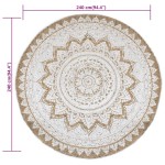 vidaXL Covor din iută împletită cu imprimeu, 240 cm, rotund vidaXL Covor din iută împletită cu imprimeu, 240 cm, rotund