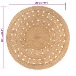 vidaXL Covor din iută cu design împletit, 180 cm, rotund vidaXL Covor din iută cu design împletit, 180 cm, rotund