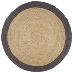 vidaXL Covor manual cu margine gri închis, 210 cm, iută vidaXL Covor manual cu margine gri închis, 210 cm, iută
