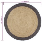 vidaXL Covor manual cu margine gri închis, 210 cm, iută vidaXL Covor manual cu margine gri închis, 210 cm, iută