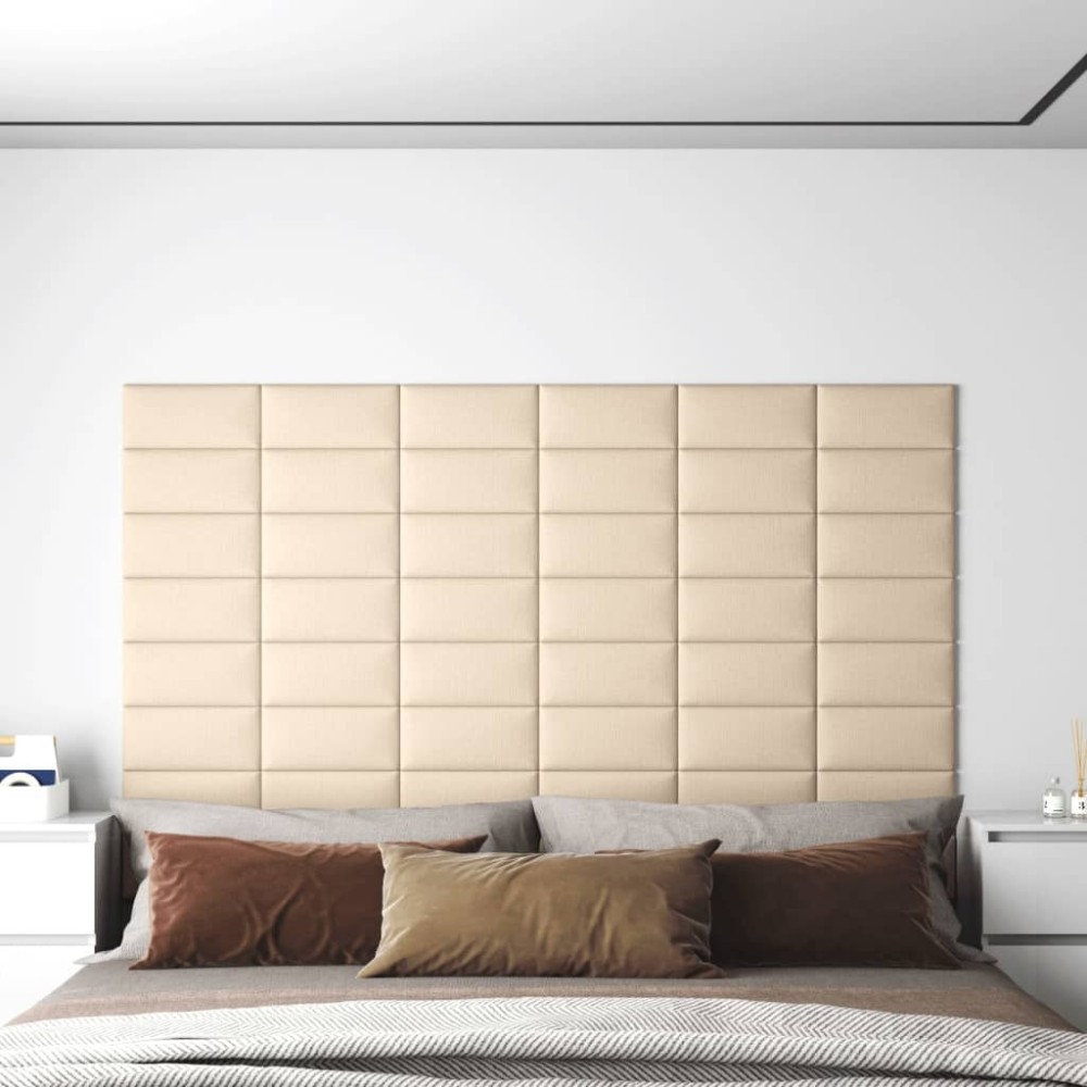 vidaXL Panouri de perete 12 buc. crem 30x15 cm textil 0,54 m²