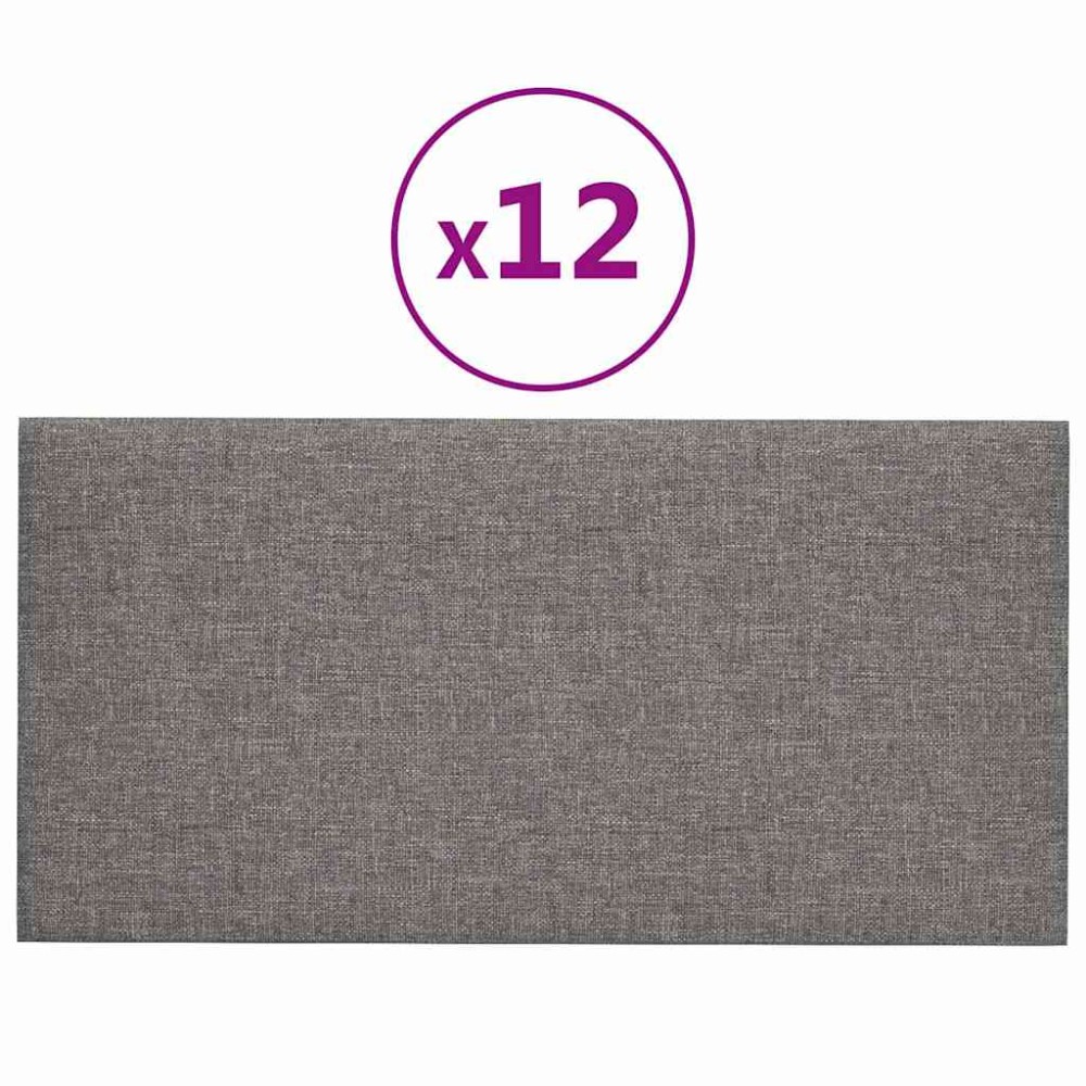 vidaXL Panouri de perete 12 buc. gri deschis 30x15 cm textil 0,54 m²