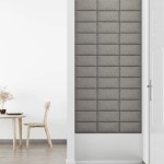 vidaXL Panouri de perete 12 buc. gri deschis 30x15 cm textil 0,54 m²