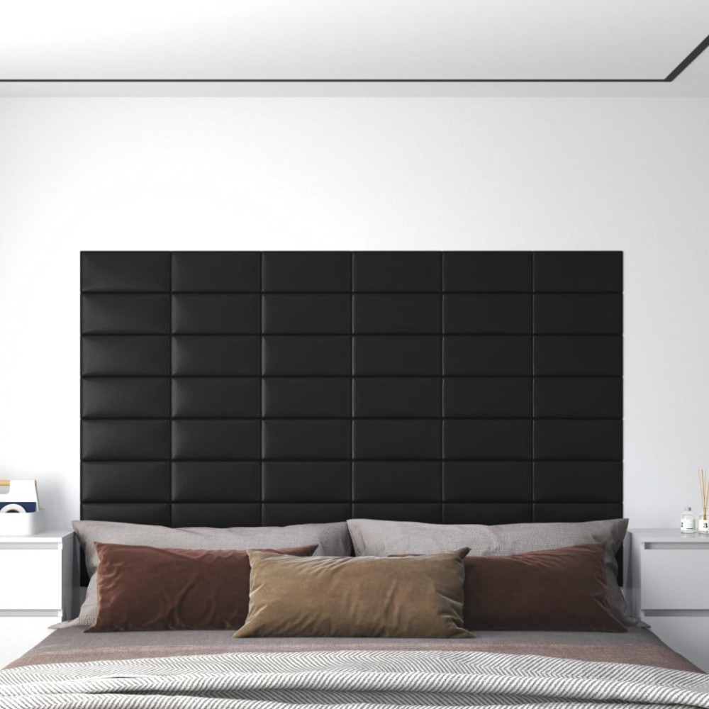 vidaXL Panouri de perete 12 buc. negru 30x15 cm piele eco 0,54 m²