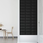 vidaXL Panouri de perete 12 buc. negru 30x15 cm piele eco 0,54 m²