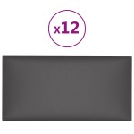 vidaXL Panouri de perete 12 buc. gri, 30x15 cm piele ecologică 0,54 m²