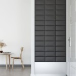 vidaXL Panouri de perete 12 buc. gri, 30x15 cm piele ecologică 0,54 m²