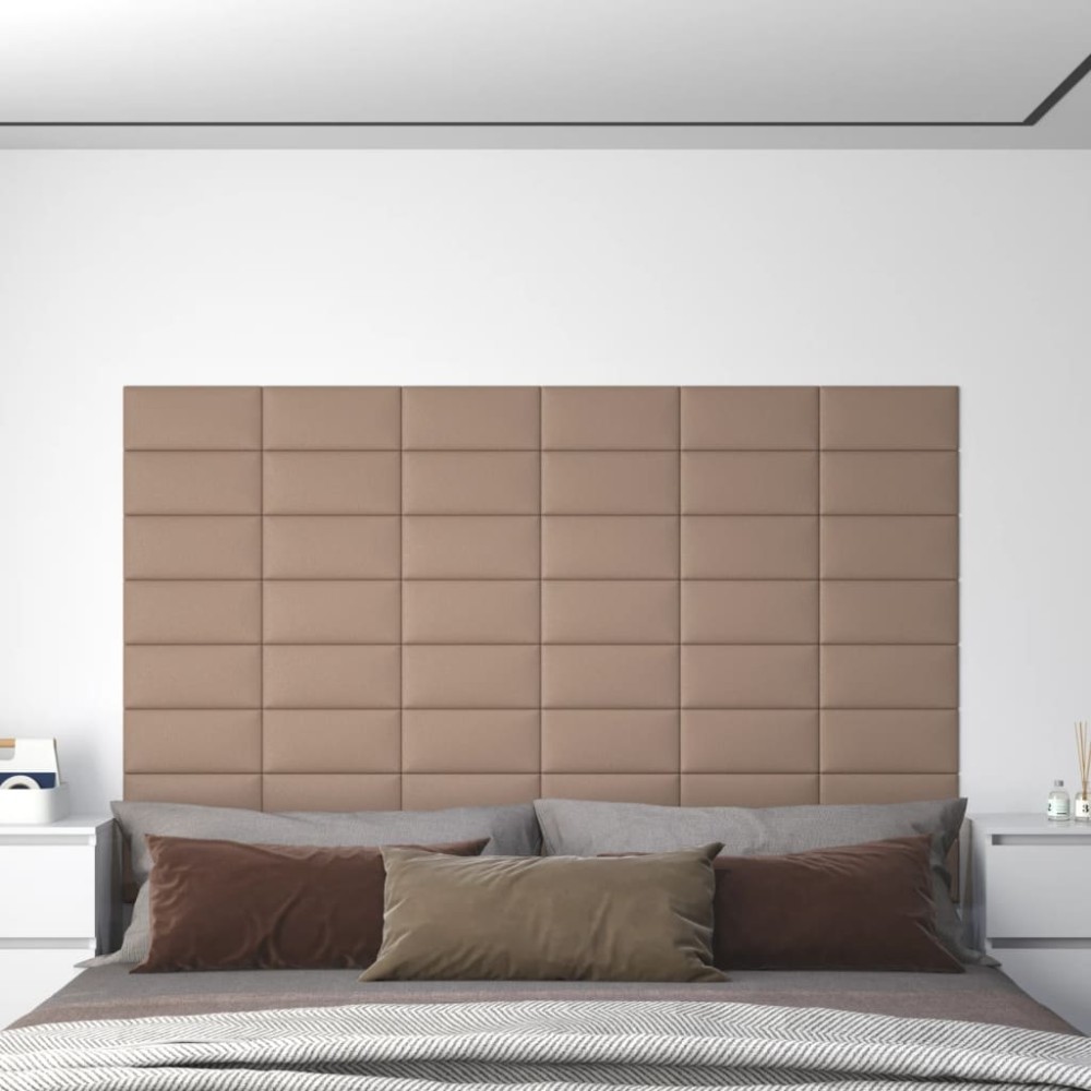 vidaXL Panouri de perete 12 buc. cappuccino 30x15 cm piele eco 0,54 m²