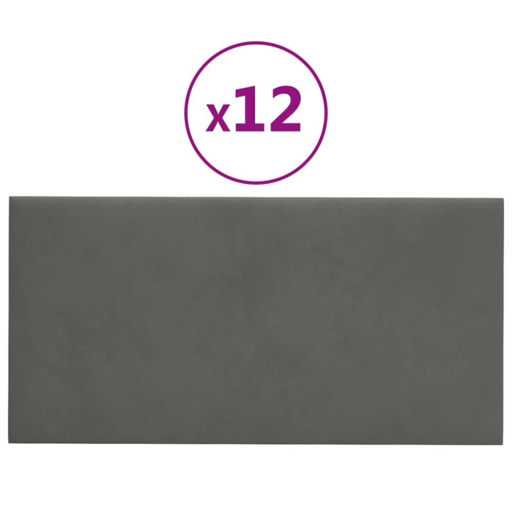 vidaXL Panouri de perete 12 buc. gri închis 30x15 cm catifea 0,54 m²