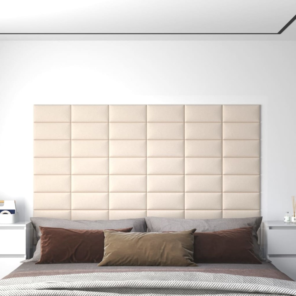 vidaXL Panouri de perete, 12 buc., crem, 30x15 cm, catifea, 0,54 m²