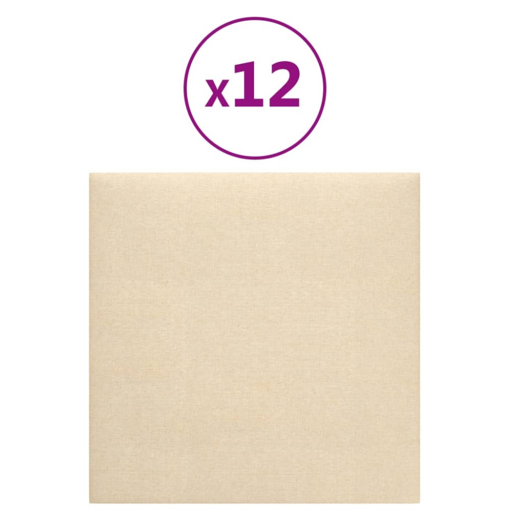 vidaXL Panouri de perete 12 buc. crem 30x30 cm material textil 1,08 m²