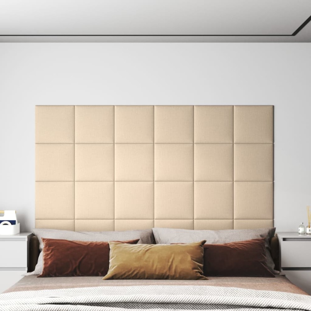 vidaXL Panouri de perete 12 buc. crem 30x30 cm material textil 1,08 m²