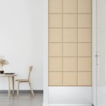vidaXL Panouri de perete 12 buc. crem 30x30 cm material textil 1,08 m² vidaXL Panouri de perete 12 buc. crem 30x30 cm material textil 1,08 m²