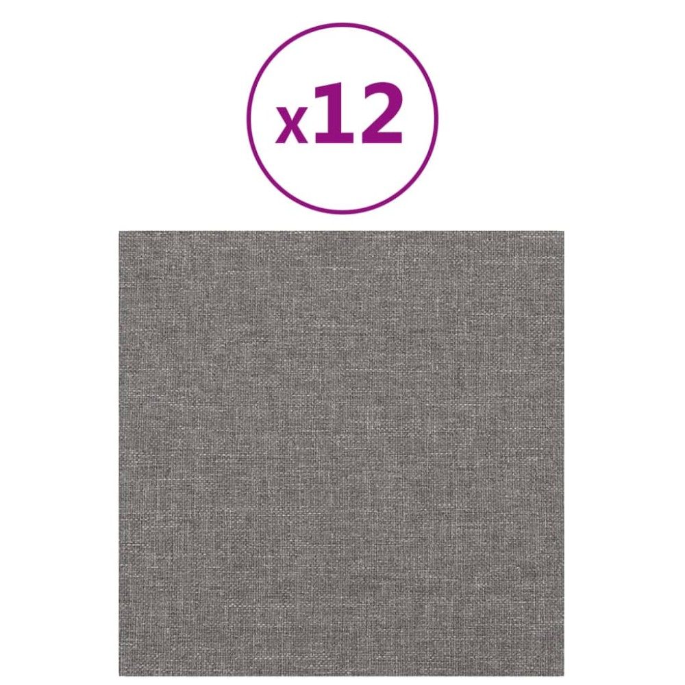 vidaXL Panouri de perete 12 buc. gri deschis 30x30 cm textil 1,08 m²
