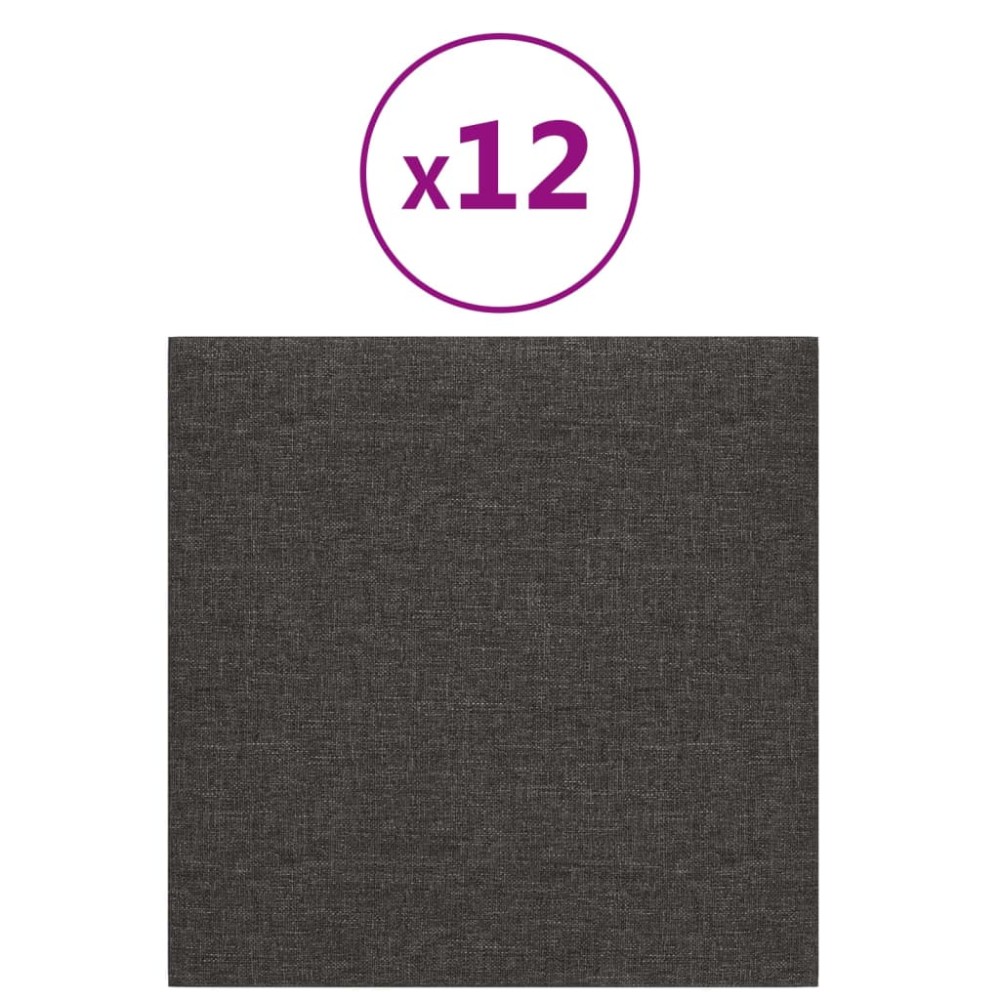 vidaXL Panouri de perete 12 buc. gri închis 30x30 cm textil 1,08 m²