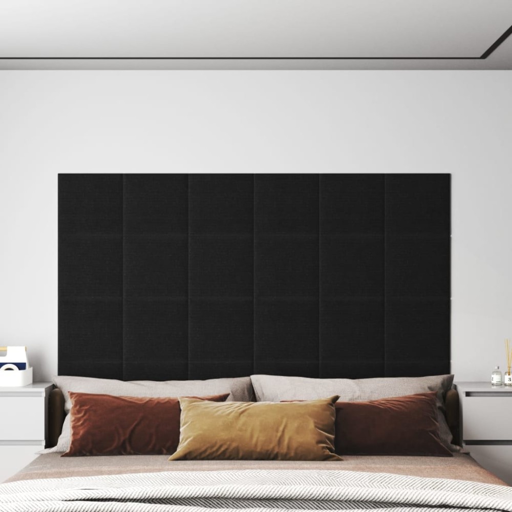 vidaXL Panouri de perete 12 buc. negru 30x30 cm țesătură 1,08m²