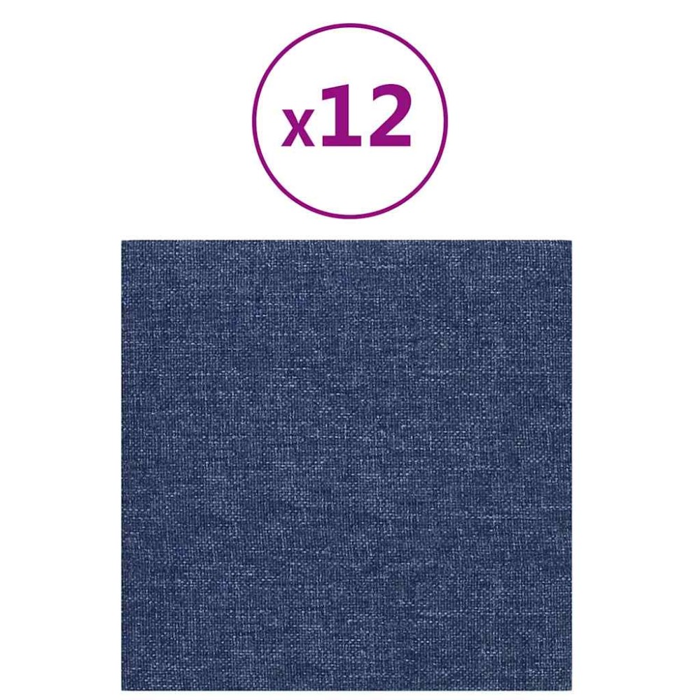 vidaXL Panouri de perete 12 buc. albastru 30x30 cm textil 1,08 m²