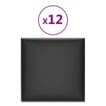 vidaXL Panouri perete 12 buc. negru, 30x30 cm piele ecologică, 1,08 m² vidaXL Panouri perete 12 buc. negru, 30x30 cm piele ecologică, 1,08 m²