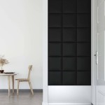 vidaXL Panouri perete 12 buc. negru, 30x30 cm piele ecologică, 1,08 m² vidaXL Panouri perete 12 buc. negru, 30x30 cm piele ecologică, 1,08 m²