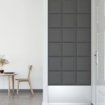 vidaXL Panouri perete 12 buc. gri, 30x30 cm, piele ecologică, 1,08 m²