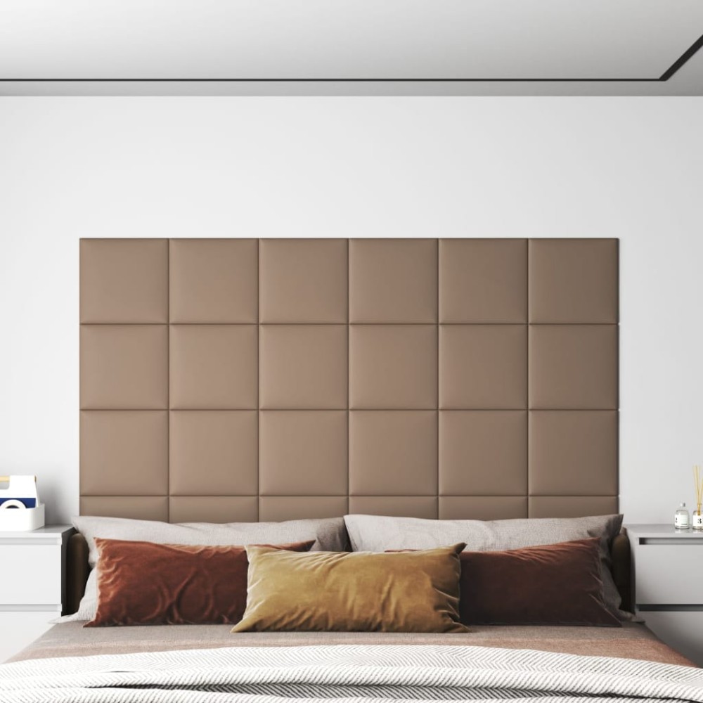 vidaXL Panouri de perete 12 buc. cappuccino 30x30 cm piele eco 1,08 m²