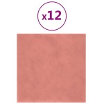 vidaXL Panouri de perete 12 buc. roz 30x30 cm catifea 1,08 m²