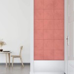 vidaXL Panouri de perete 12 buc. roz 30x30 cm catifea 1,08 m²