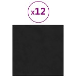 vidaXL Panouri de perete 12 buc. negru 30x30 cm catifea 1,08m² vidaXL Panouri de perete 12 buc. negru 30x30 cm catifea 1,08m²