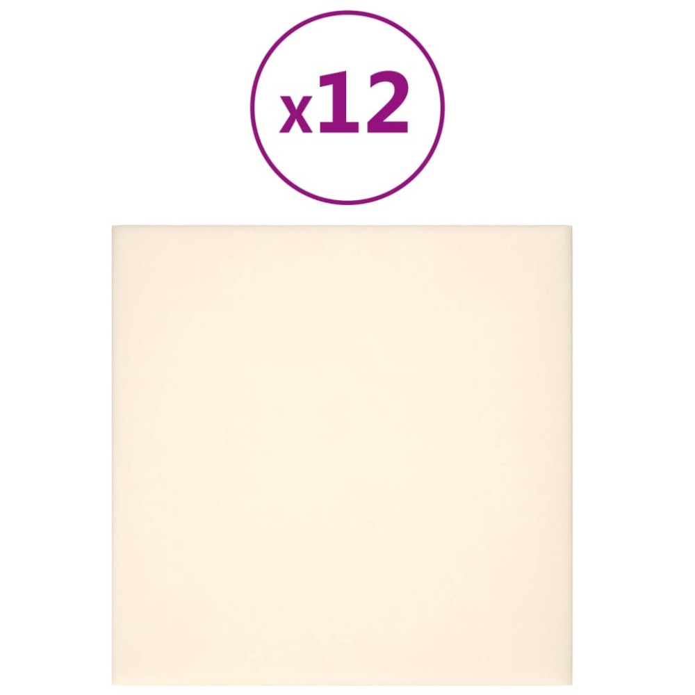vidaXL Panouri de perete 12 buc. crem 30x30 cm catifea 1,08 m²