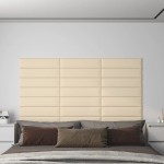 vidaXL Panouri de perete, 12 buc., crem, 60x15 cm, textil, 1,08 m² vidaXL Panouri de perete, 12 buc., crem, 60x15 cm, textil, 1,08 m²