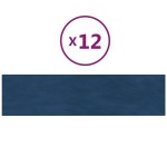 vidaXL Panouri de perete 12 buc. albastru 60x15 cm catifea 1,08 m² vidaXL Panouri de perete 12 buc. albastru 60x15 cm catifea 1,08 m²