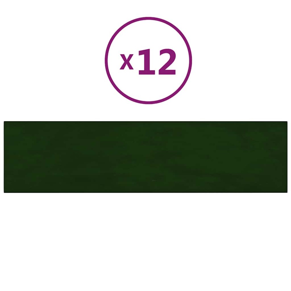 vidaXL Panouri de perete 12 buc. verde închis 60x15 cm catifea 1,08 m²