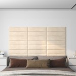vidaXL Panouri de perete 12 buc. crem 60x15 cm catifea 1,08 m² vidaXL Panouri de perete 12 buc. crem 60x15 cm catifea 1,08 m²
