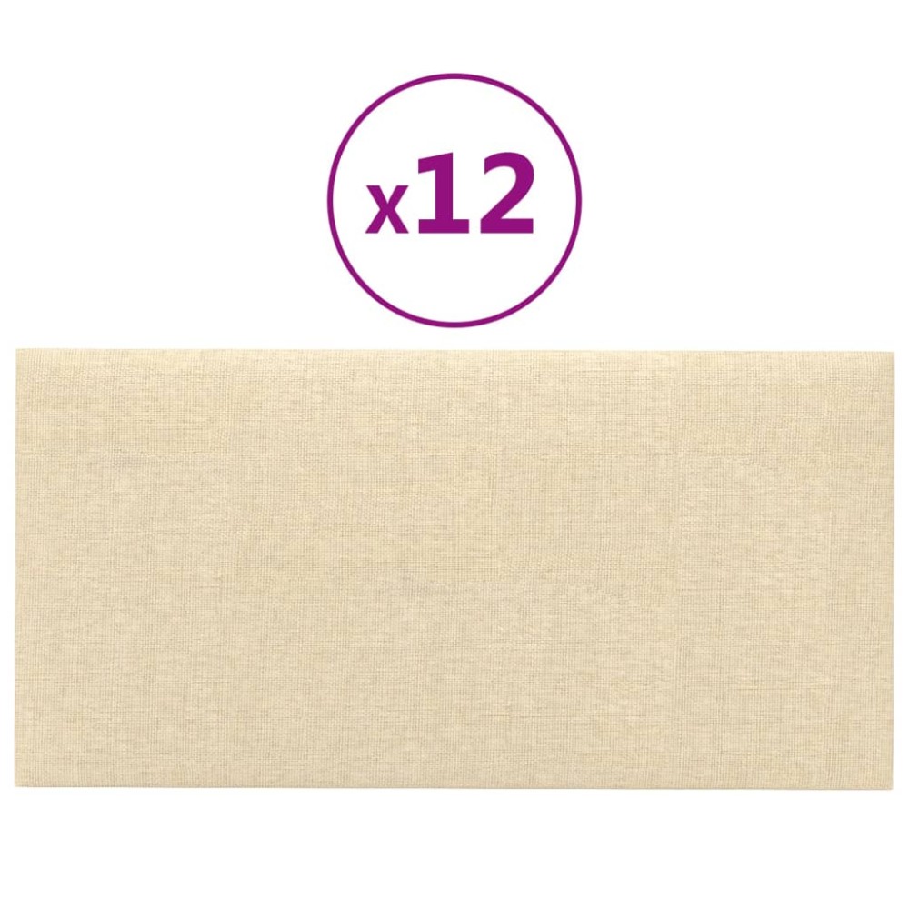 vidaXL Panouri de perete 12 buc. crem 60x30 cm textil 2,16 m²