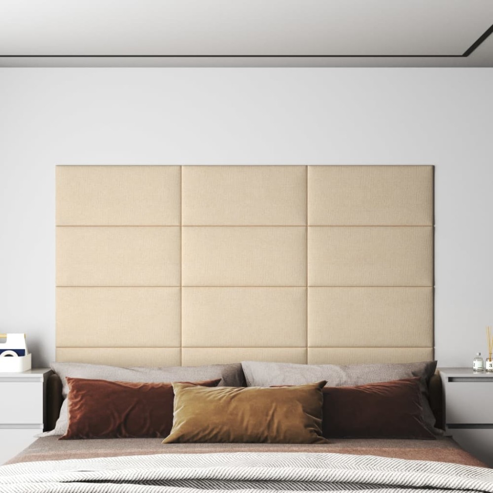 vidaXL Panouri de perete 12 buc. crem 60x30 cm textil 2,16 m²