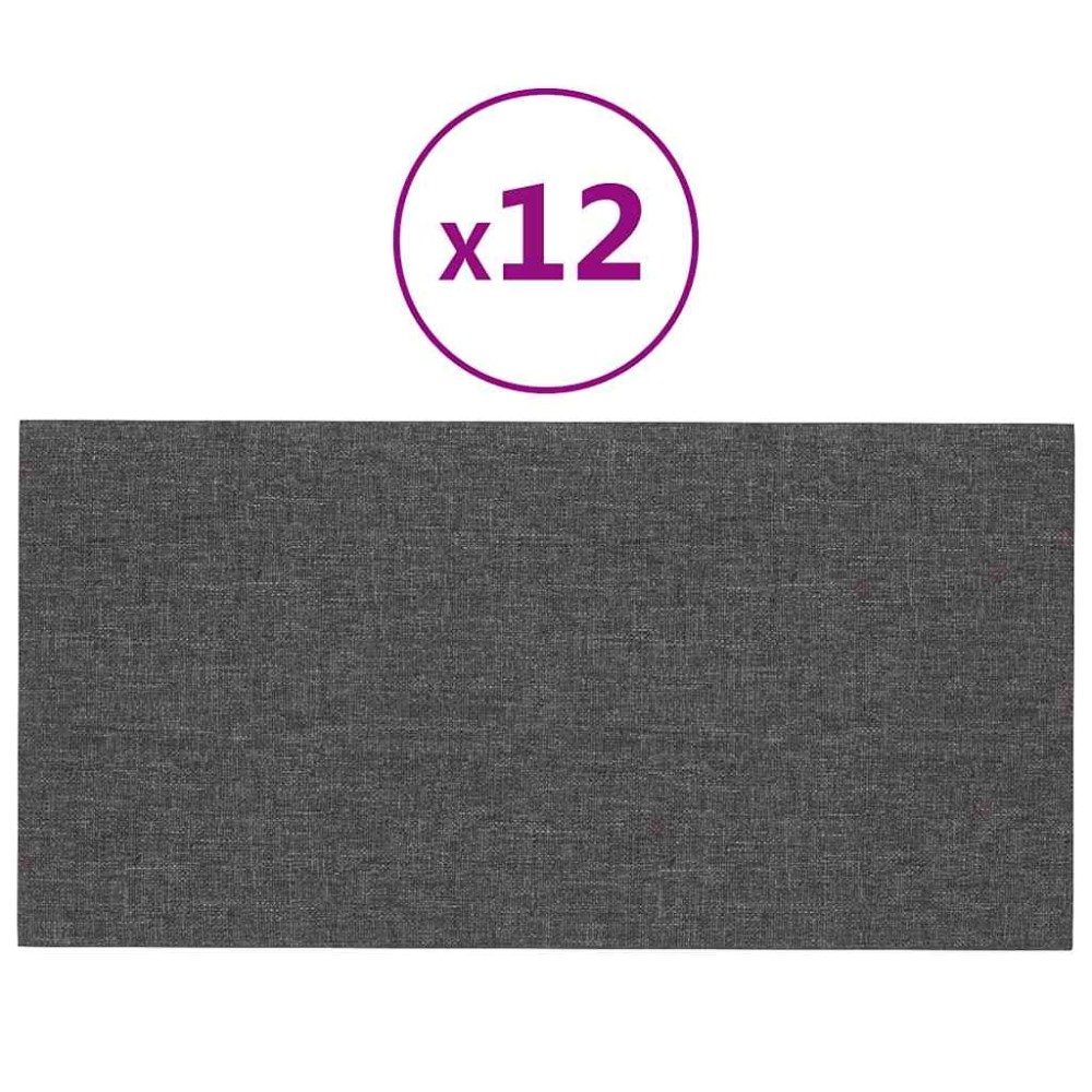 vidaXL Panouri de perete 12 buc. gri închis 60x30 cm textil 2,16 m²1