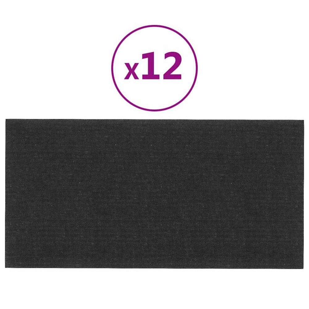 vidaXL Panouri de perete 12 buc. negru 60x30 cm textil 2,16 m²