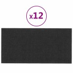 vidaXL Panouri de perete 12 buc. negru 60x30 cm textil 2,16 m²