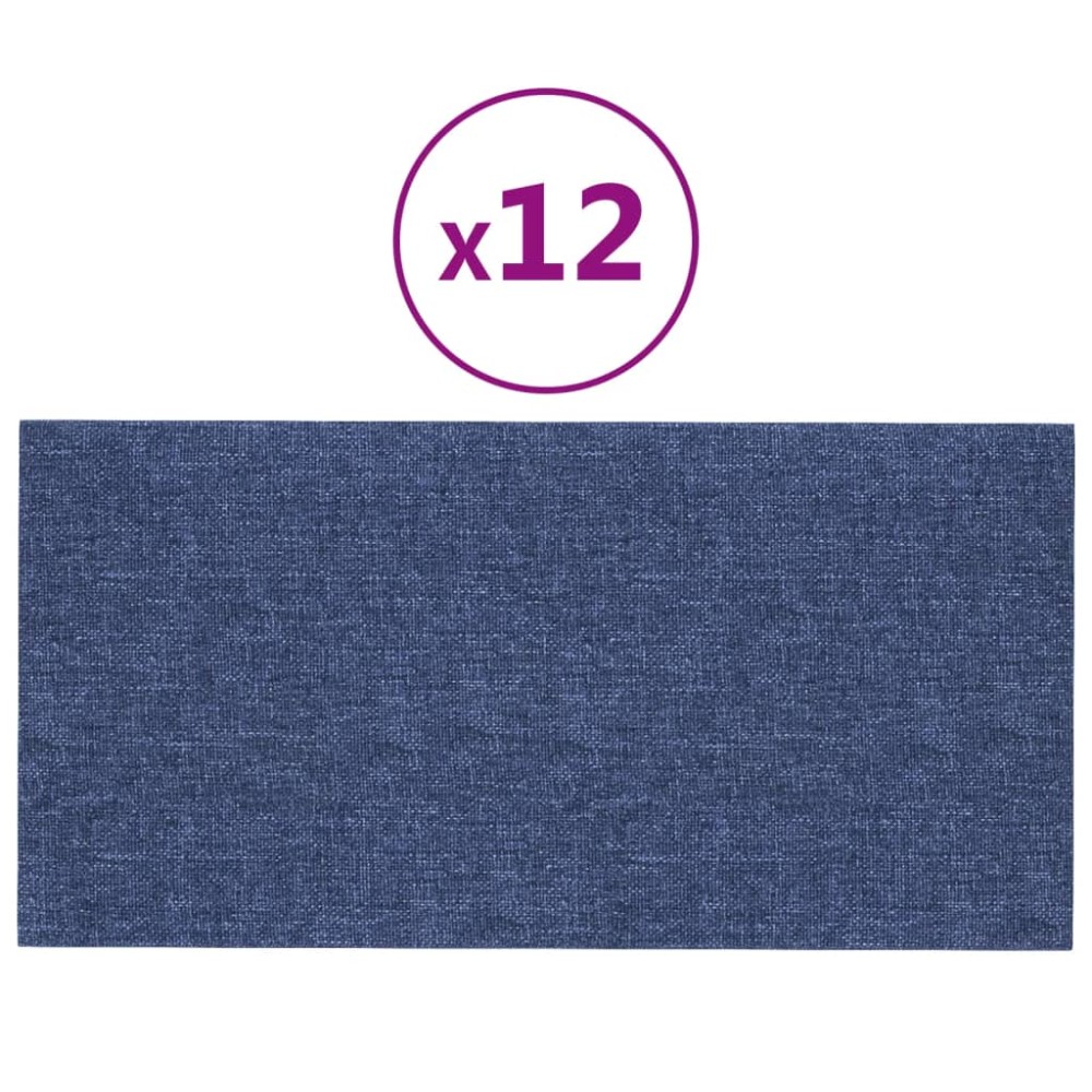 vidaXL Panouri de perete 12 buc. albastru 60x30 cm textil 2,16 m²