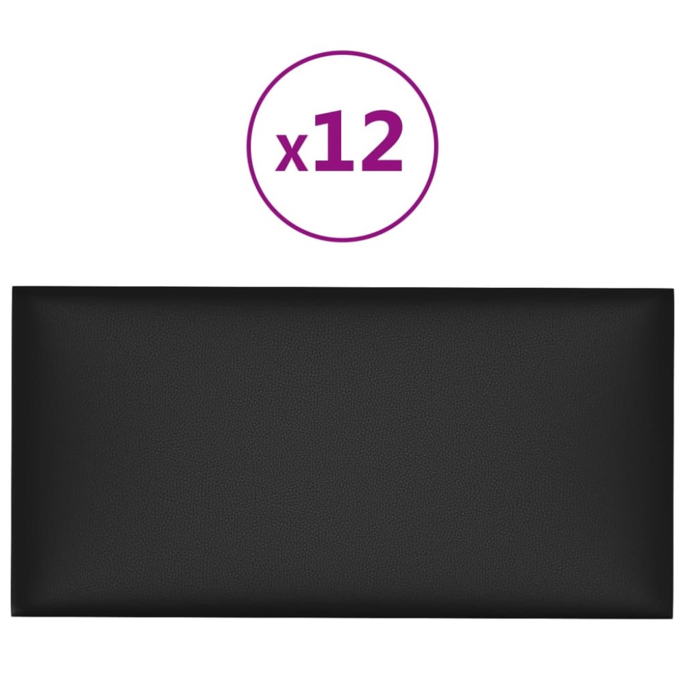 vidaXL Panouri de perete 12 buc. negru 60x30 cm piele eco 2,16 m²