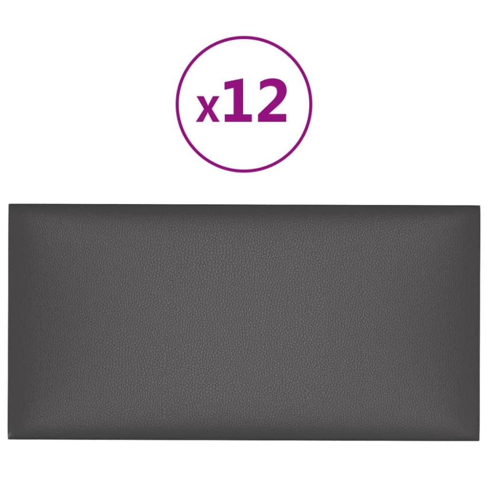vidaXL Panouri de perete 12 buc. gri 60x30 cm piele ecologică 2,16 m²