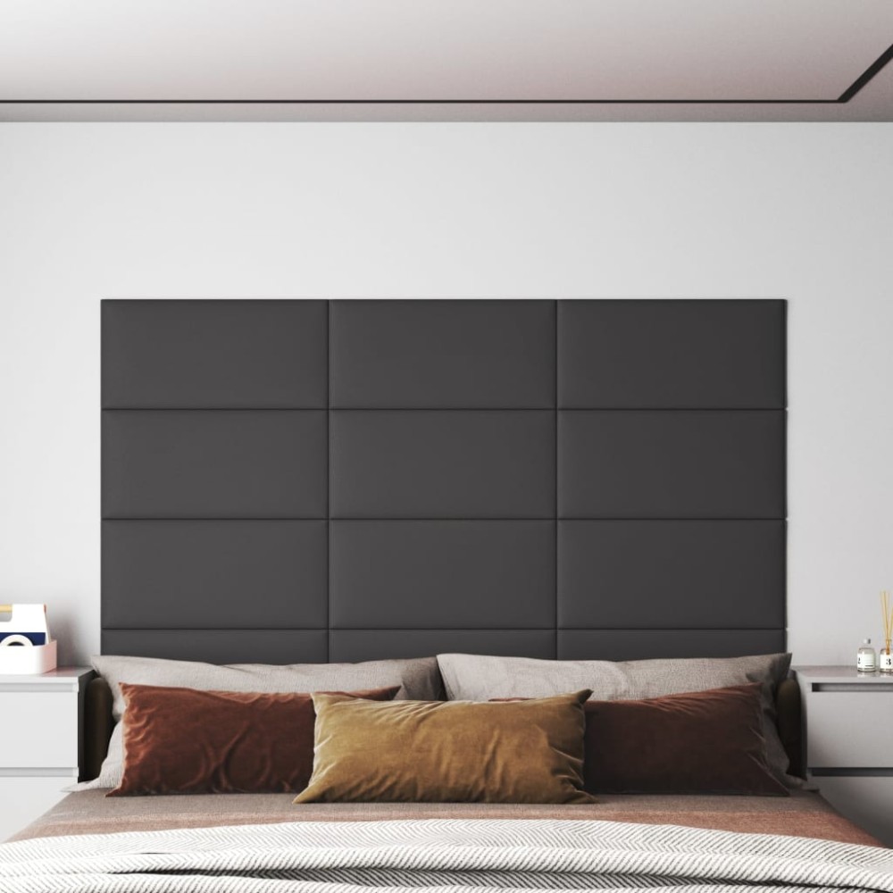vidaXL Panouri de perete 12 buc. gri 60x30 cm piele ecologică 2,16 m²