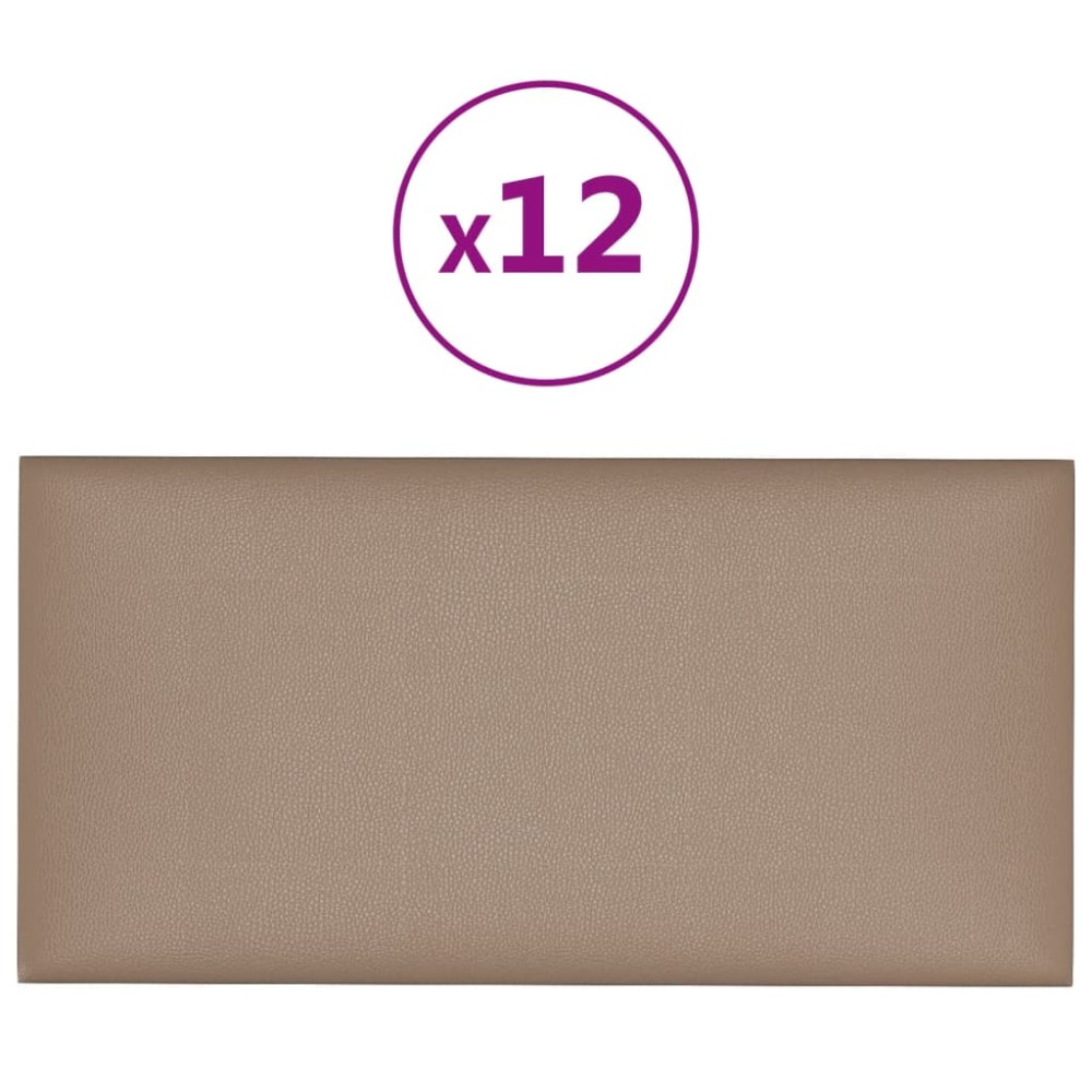 vidaXL Panouri de perete 12 buc. cappuccino 60x30 cm piele eco 2,16 m²